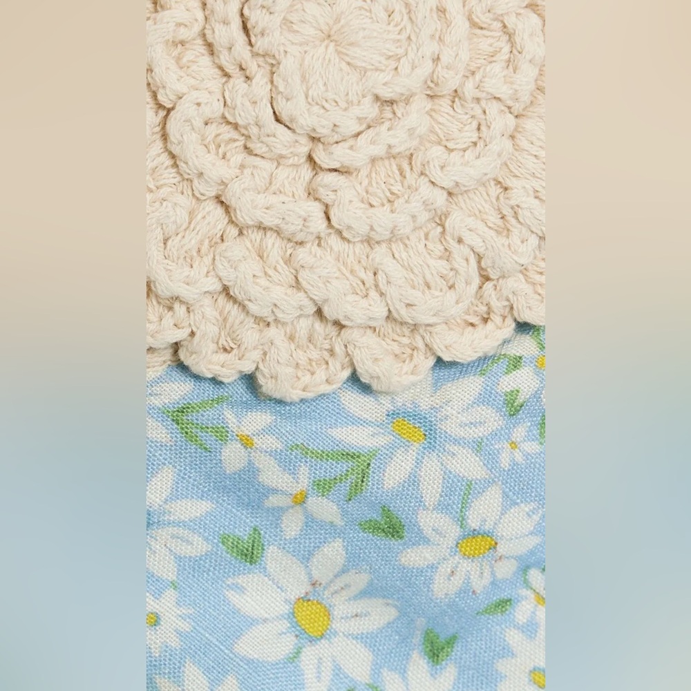 Rixo London Sardinia Crochet Knit Floral Maxi Dress in Cream and Light Blue - Picture 10 of 10